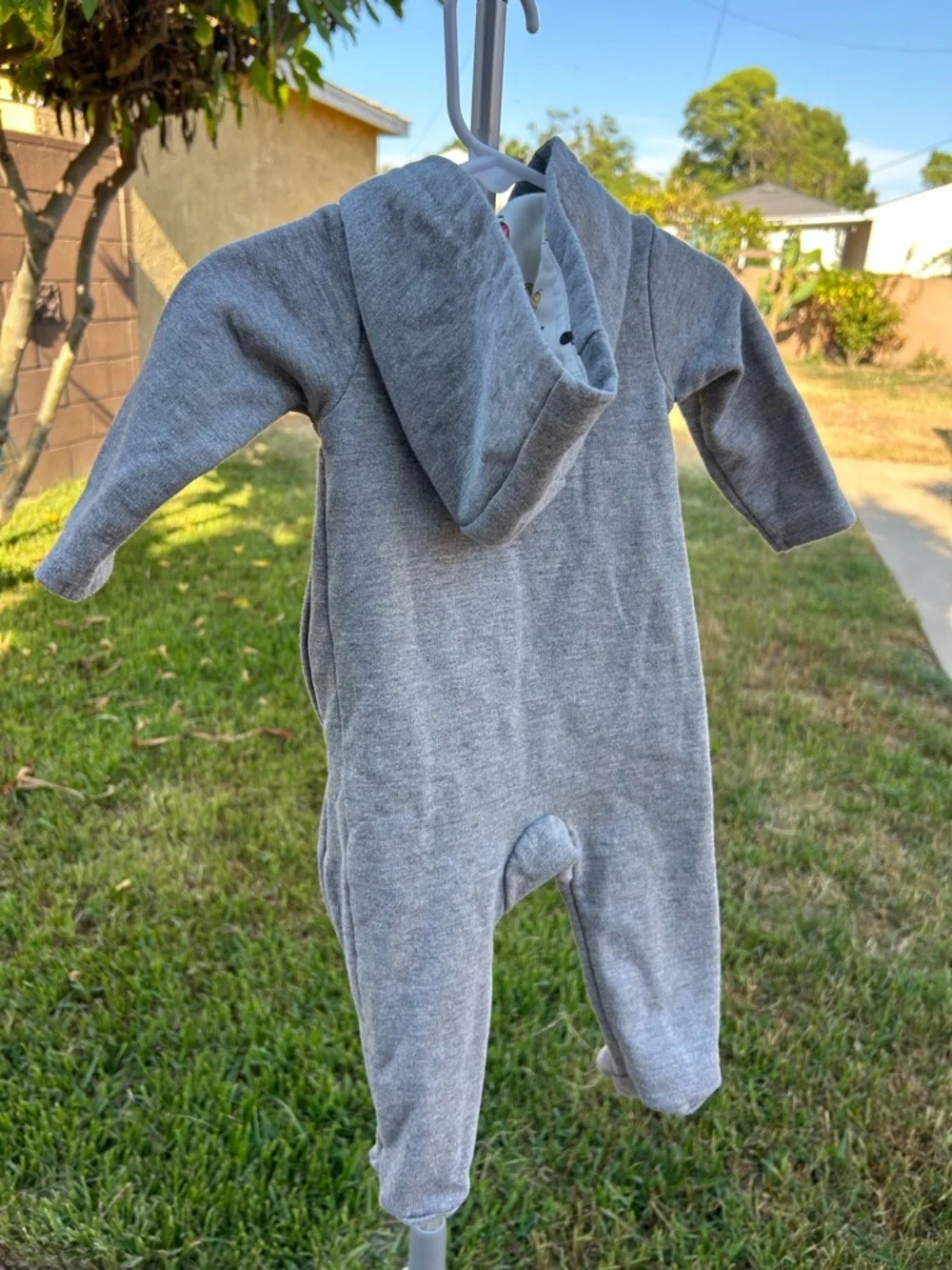 Disney Gray Mickey Mouse Hooded Footed One-Piece